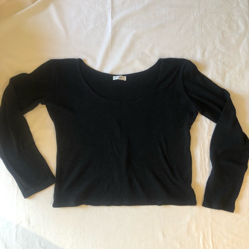 OZMA Jane Long-sleeve Scoop Neck Silk Noil Tee